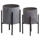 Two Cylindrical Table Top Planters