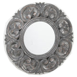 Wood Detailed Circular Mirror