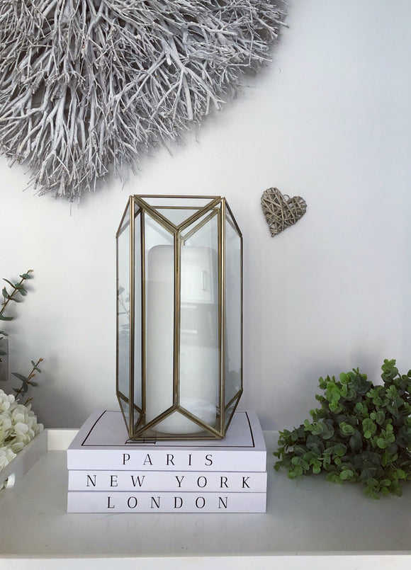 Large Gold Geometric Lantern